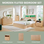 Aitjunz Fluted Dresser for Bedroom with 7 Drawers,45" Tal Modern Chest of Drawers with Metal Handle, Wooden Closet Clothes Storage Organizer for Living Room, Hallway, Natural Oak - Image 6