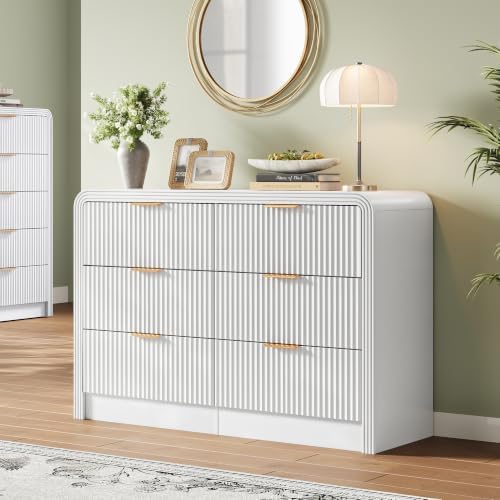 Decofy Fluted 6 Drawers Dresser, 47.2'' Wide Chest of Drawers for Bedroom - Image 3