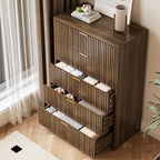 MAISONARIA 5 Drawer Dresser for Bedroom, Tall Dresser Chest of Drawers with Gold Handles, 32 Inch Wide Nightstand with for Bedroom, Living Rooms, Offices, and Entryways, Walnut - Image 4