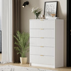 Furniway White Dresser for Bedroom, Modern Dresser with 5 Drawers and Smooth Slides, Wide Chest of Drawers with Golden Handles for Bedroom, Living Room, Closet, 15.7" D x 31.5" W x 47.2" H - Image 7