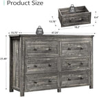 Xixini 47.2" Wide 6-Drawer Farmhouse Dresser for Bedroom, Dark Brown - Image 3