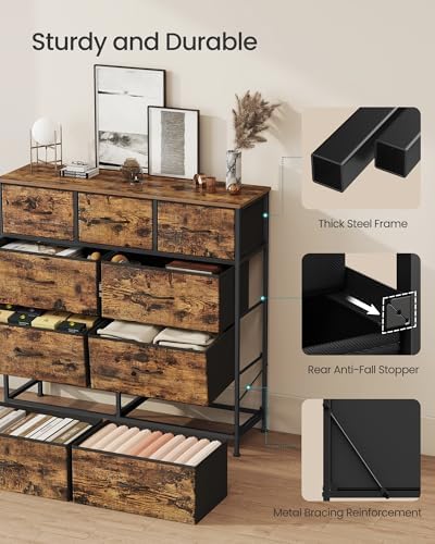 SONGMICS Dresser for Bedroom, Wide Dresser with 9 Fabric Drawers - Image 6