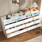 STIKELY Drawer Dresser for Bedroom with Power Outlet, Black Dressers with LED Light, Dresser Chest of Drawers for Closet,Wood Dressers Organizer Cabinet (White 9 Drawers) - Image 5