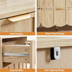 ORRD 9 Drawer Dresser for Bedroom, Modern Closet Chest of Drawers with Wave Fluted Drawer, Wood Storage Small Dresser Organizer for Nursery Bedroom Living Room Hallway Closet (Natural) - Image 4
