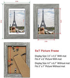 Hongkee 5x7 Picture Frame Set of 4, Made of Real Glass and Grey Wooden Frame, 5 by 7 Photo for Wall or Tabletop - Display Picture 4x6 with Mat or 5x7 Without Mat - Image 2