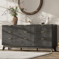 63" Wide Fluted 9 Drawers Dresser for Bedroom,Curved Edge,Black by TROJMHome
