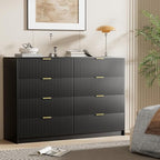 Furniway Black Dresser for Bedroom, Modern Dresser with 8 Drawers and Smooth Slides, Wide Chest of Drawers with Golden Handles for Bedroom, Closet, 15.7" D x 55" W x 37.4" H - Image 5