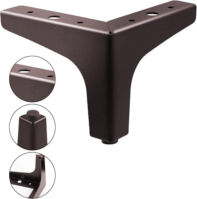 AODIOU Furniture Legs Brown Metal feet: Cabinet Legs 4 Inch Vintage Sofa - Image 5