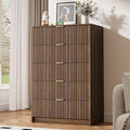 MAISONARIA 5 Drawer Dresser for Bedroom, Tall Dresser Chest of Drawers with Gold Handles, 32 Inch Wide Nightstand with for Bedroom, Living Rooms, Offices, and Entryways, Walnut by MAISONARIA