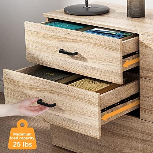Bigbiglife Dresser for Bedroom, 6 Drawer Double Dresser, Modern Chest of Drawers with Deep Drawers, TV Stand Large Storage Organizer for Living Room, Closet (Light Oak) - Image 6