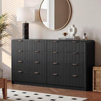 HOUROM 55“ Wide Black Fluted Dresser for Bedroom with 10 Drawers - Image 6