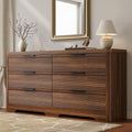 Fluted 6 Drawer Wood Dresser,Farmhouse Chest for Bedroom Entryway,Walnut by FUSUNBAO