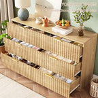 47.2" Wide Fluted 6 Drawer Dresser for Bedroom, Natural - Image 6