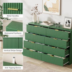 Furniway Green Dresser for Bedroom, Modern Dresser with 8 Drawers and Smooth Slides, Wide Chest of Drawers with Golden Handles for Bedroom, Closet, 15.7" D x 55" W x 37.4" H - Image 3