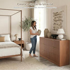 6 Drawer Dresser for Bedroom, 55" Wide Fluted Chest of Drawers - Image 4