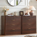 LEYAOYAO Fluted 5 Drawers Dresser for Bedroom Set of 2, 34" Tall Modern Chest of Drawers with Metal Handle, Curved Profile Design,Walnut Wood Drawer Organizer for Bedroom, Living Room, Hallway by LEYAOYAO-Findtheshiningpointofyourideallife%EF%BC%81
