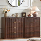 LEYAOYAO Fluted 5 Drawers Dresser for Bedroom Set of 2, 34" Tall Modern Chest of Drawers with Metal Handle, Curved Profile Design,Walnut Wood Drawer Organizer for Bedroom, Living Room, Hallway by LEYAOYAO-Findtheshiningpointofyourideallife%EF%BC%81