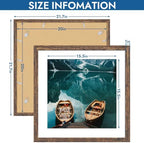 Hongkee 20x20 Frame Set of 4, 20 x 20 Rustic Brown Wood Style(Mat 16x16) - Image 3