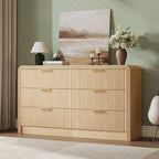 Decofy 55" W Fluted 6-Drawer Dresser for Bedroom,Natural Oak - Image 4