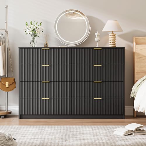 MAISONARIA Dresser for Bedroom, 8 Drawer Double Dresser, Modern Chest of Drawers for Bedroom, Living Room, Entryway and Closet, 55" L x 15.7" D x 37.4" H, Black - Image 6