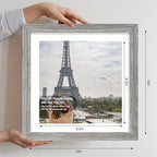 Hongkee 12x12 Picture Frame Set of 4 - Made of Glass and Grey Wooden Frame, Display Square Pictures 10x10 with Mat or 12 x 12 without Mat, Desktop & Wall Collage Photo Frame - Image 2