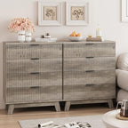 Xixini Fluted Nightstand with 4 Drawers, 31.5" Wide Side Table, Grey - Image 7