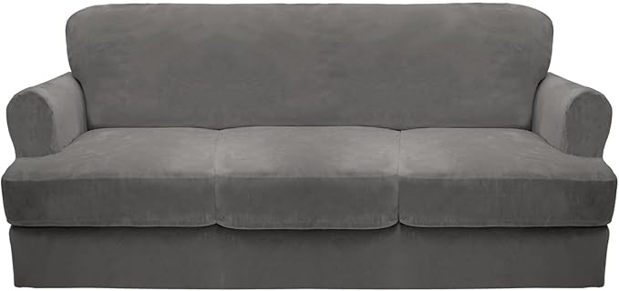 CUCRAF T Cushion Sofa Cover 4 Piece Slipcovers, Soft Thick Velvet Couch Cover by CUCRAF
