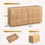 Karl home Natural Oak 6 Drawer Fluted Dresser, Modern Storage Chest - Image 3