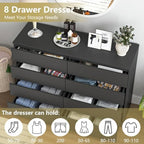 VERYKE Black 8 Drawer Dresser for Bedroom,Chest of Drawers with No-Handle Design for Closet,Modern Wood Dresser Bedroom Storage Furniture - Image 7