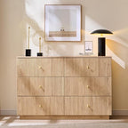 Fluted 6 Drawers Dresser for Bedroom, 47"W Modern Dressers & Chest of Drawers with Metal Handle, Wood Closet Clothes Storage Organizer,Storage Dressers Organizer for Hally/Living Room, Natural - Image 5