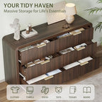 Decofy 55" W Fluted 6-Drawer Dresser for Bedroom, Walnut - Image 3