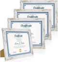 Hongkee 8.5 x 11 Picture Frame Set of 4, Made of Real Glass and Distressed White Certificate & Diploma Frame, 8.5 by 11 Photo for Wall or Tabletop - Display Picture 6x8 with Mat or 8.5x11 Without Mat by Hongkee