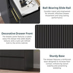 Jocoevol 5 Drawer Dresser, 43" Tall Dresser Chest of Drawers Fluted Design, Wood Mid Century Vertical Dresser Natural Texture for Bedroom, Black Dresser - Image 6