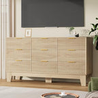 Garvee 9 Drawer Dresser for Bedroom, 59" Wide Fluted Chest of Drawers, Oak - Image 7