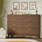 BORNOON Fluted 8 Drawer Tall Dresser, 47.2" Wide Modern Boho Chest of Drawers, Wooden Storage Dresser TV Stand for Bedroom, Living Room, Closet, Hallway, Curved Profile Design - Image 6