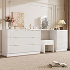 MAISONARIA L-Shaped Rotatable 9 Drawer Dresser for Bedroom, 71" Wide Deformable White Dresser with Gold Metal Handles, Modern Fluted Chest of Drawers for Bedroom, Living Room, Entryway, Hallway - Image 6
