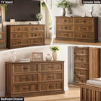 Farmhouse 6 Drawer Dresser for Bedroom, 55" Walnut Dresser with TV Stand - Image 3
