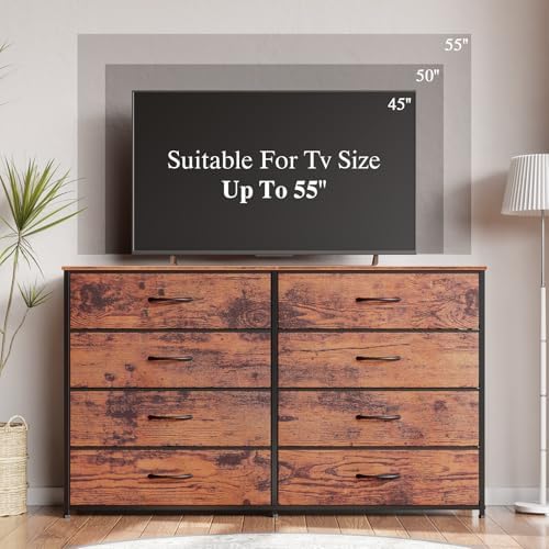 Furnulem Long Dresser for Bedroom, TV Stand for 55'', 8 Drawer Dorm Dresser - Image 5
