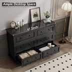 Black 6 Drawer Dresser, Vintage Chest of Drawers, 47.2'' Bedroom Cabinet - Image 4