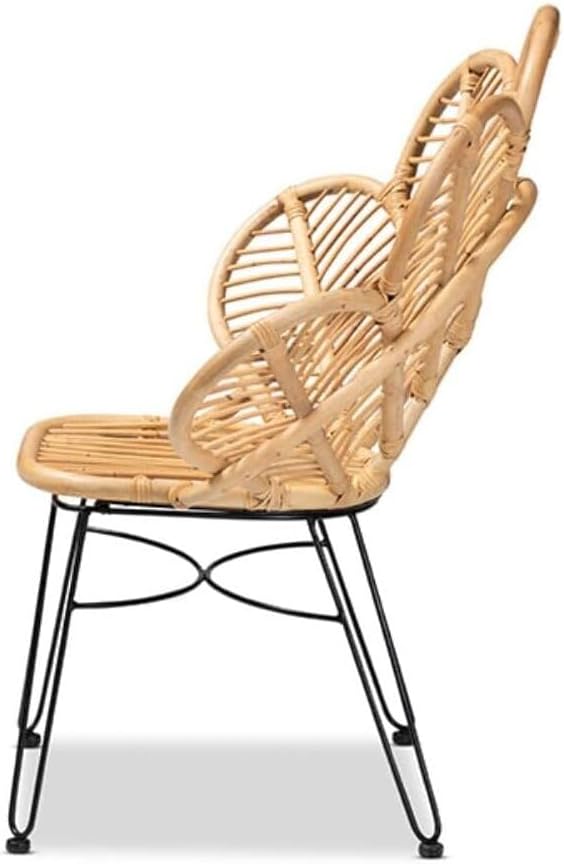 Maykoosh Bohemian Natural Brown Vintage Vogue and Black Metal Accent Chair - Image 6