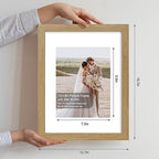 Hongkee 11x14 Picture Frame Set of 4, Made of Glass and Natural Oak Wooden Frame, Display 8x10 Pictures with Mat or 11 x 14 Posters without Mat for Wall Mounting, Gallery Photo Frames - Image 2