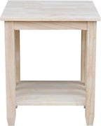 HomeStock Asian Tall End Table, Solid Parawood, 32 lbs, Butcher Block Surface - Image 5