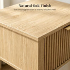 Natural Oak 15.4" Wide Small Nightstand with Drawer,Open Shelf,Fluted - Image 5