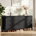 Wodeer 9 Drawer Black Dresser for Bedroom, 62" W Wood Storage Cabinet with Fluted Design, Modern Chest of Drawers & TV Stand for Living Room, Nursery Clothing Organizer with Metal Slides, Anti-Tipping by WODEER