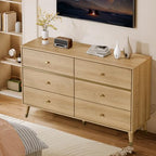 Chrangmay 6 Drawer Dresser,47.24" Wide Mid Century Chest of Drawers,Wooden Bedroom Drawer Dresser with 9 Storage Drawers for Bedroom,Living Room,with Anti-Tipping Device,Oak - Image 5