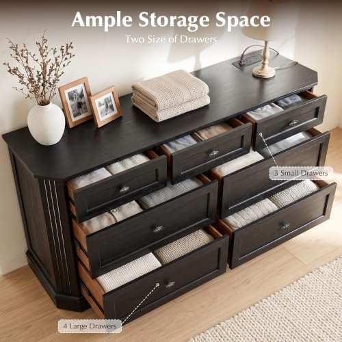 7 Drawers Dresser for Bedroom, 54" Wide Chest of Drawers w/Charging Station - Image 3