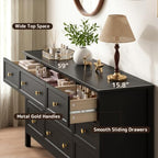 CARPETNAL 59" Black Dresser for Bedroom with 9 Drawer & Modern Gold Handles - Image 5