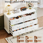 Chrangmay Modern Chest of Drawers with 6 Drawers,Deep Drawers,Clothes Organizer,Large Storage Cabinet for Living Room, Bedroom,Hallway,with Anti-Tipping Device,White - Image 3