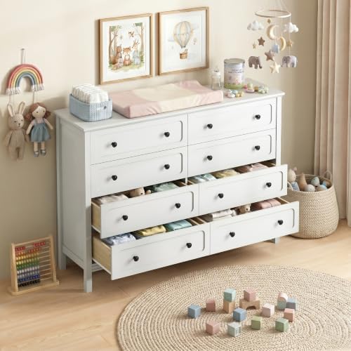 CARPETNAL 55" White Dresser for Bedroom with 8 Drawer & Deep Drawers - Image 5