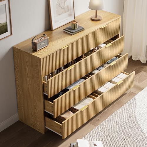 MAISONARIA Dresser for Bedroom, 8 Drawer Double Dresser, Modern Chest of Drawers for Bedroom, Living Room, Entryway and Closet, 15.7" D x 55" W x 37.4" H, Natural - Image 3